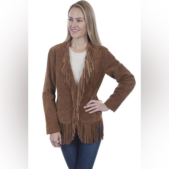 🆕 Scully Leather Western Fringed Jacket in Cinnamon Boar Suede L1003 Small - Picture 1 of 16